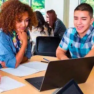 WOU student on computer